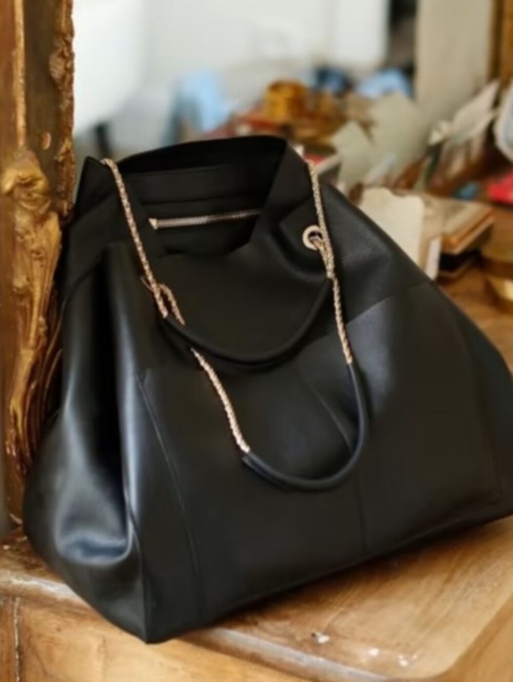 Sezane Gaby Bag In Black Leather